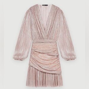 Maje Runnylo metallic pleated dress size 36